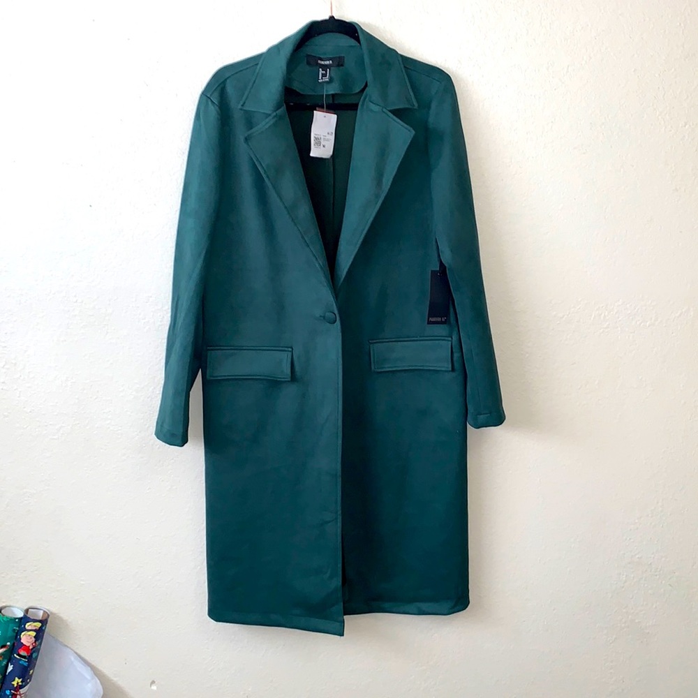 NWT - Faux Suede Long Line Jacket in Hunter Green 💚